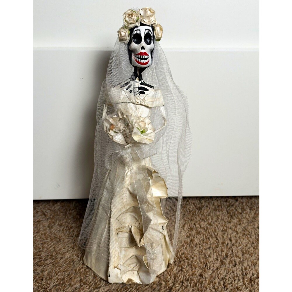 Day of the Dead Skeleton Bride Catrina Wedding Folk Art Figure 12” Dia Muertos